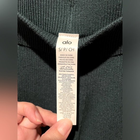 NWT Alo Yoga Knit High Waist Salana Wide Leg Pant Midnight Green Size S - Picture 11 of 16